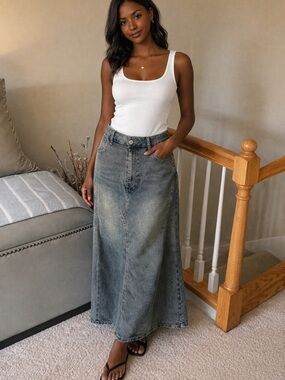 good time USA Denim Skirt in Faded Gray NWOT